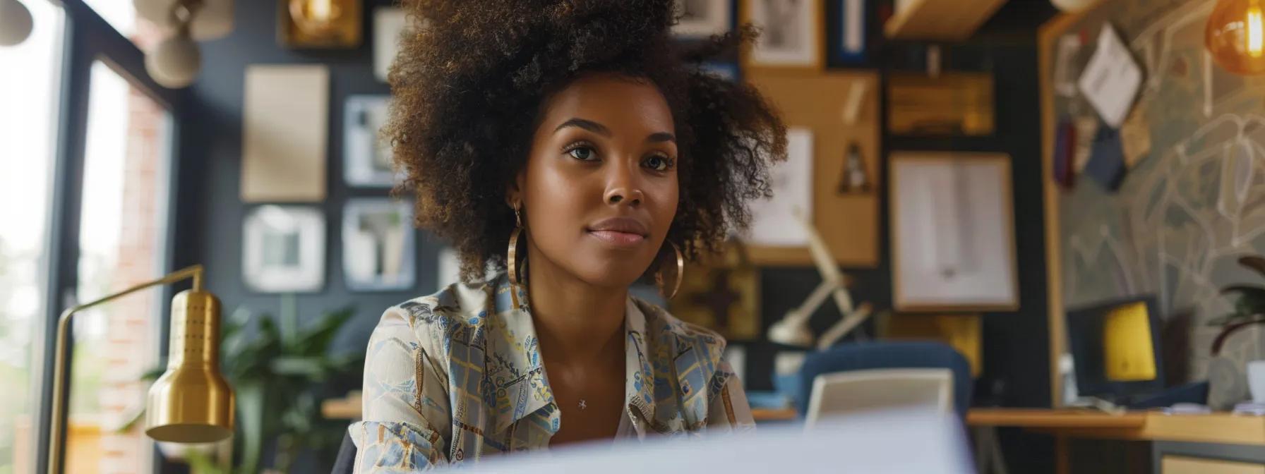 Confident female financial advisor in a modern office setting, reflecting themes of financial strategies and investment insights for EJN Financial.