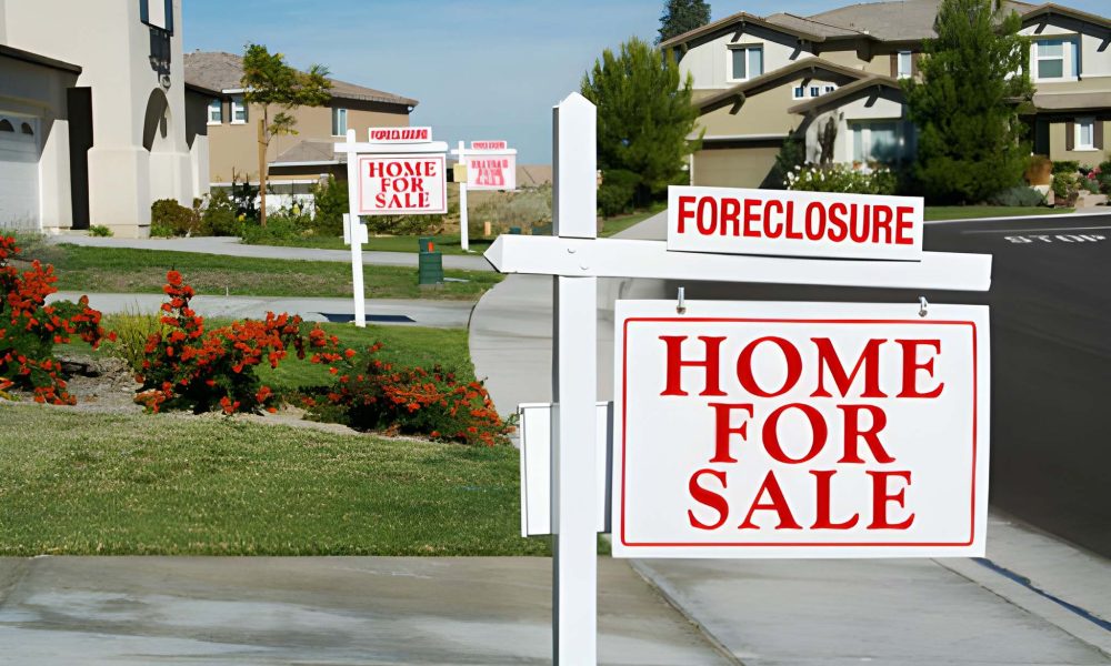 Multiple foreclosure signs—Foreclosed homes for sale Daytona Beach Florida residential street listings